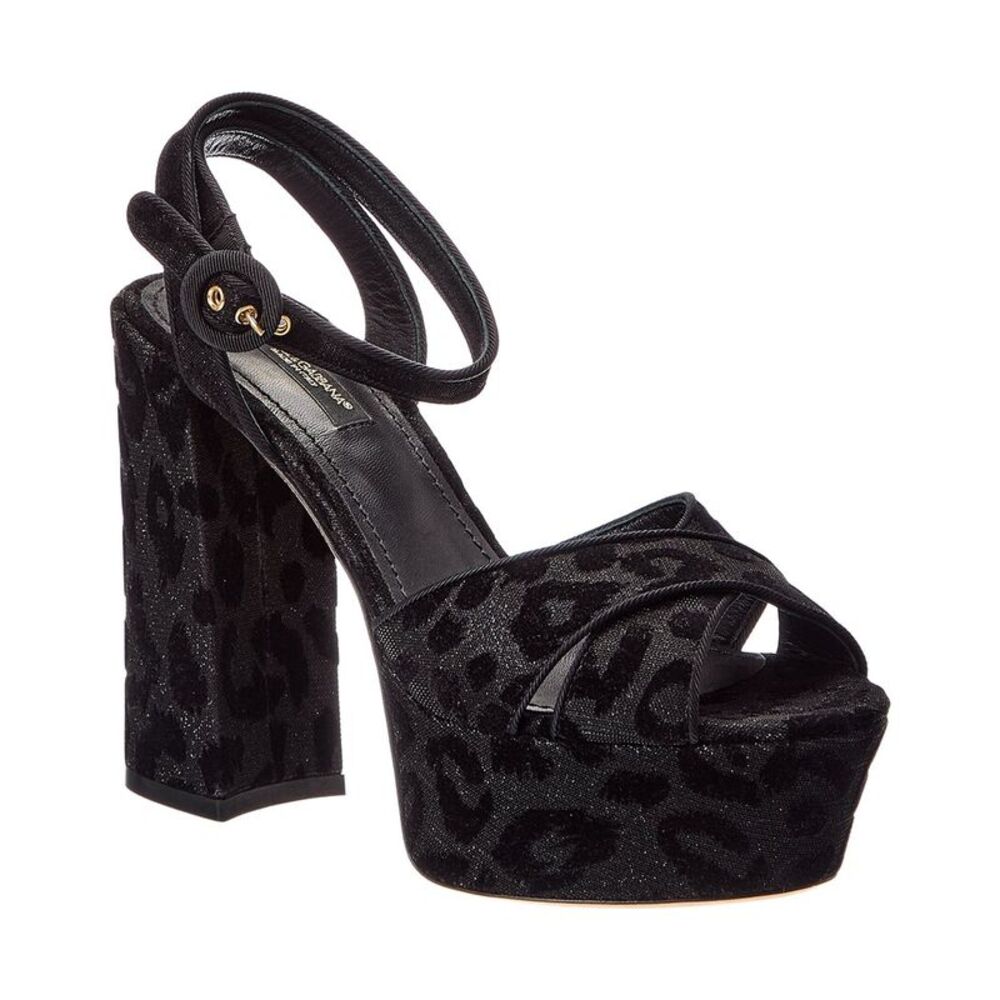 Dolce & Gabbana Velvet Platform Sandal, Black